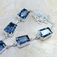 Tpz 070b collier parure sautoir topaze iolite bleue bijou argent 925 vente achat