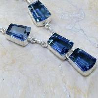 Tpz 070c collier parure sautoir topaze iolite bleue bijou argent 925 vente achat