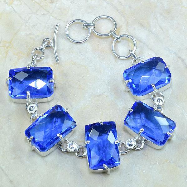Tpz 072a bracelet topaze iolite bleue bijou argent 925 vente achat