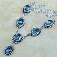 Tpz 073a collier parure sautoir topaze iolite bleue bijou argent 925 vente achat