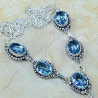 Tpz 073b collier parure sautoir topaze iolite bleue bijou argent 925 vente achat