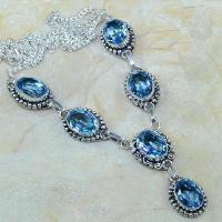 Tpz 073d collier parure sautoir topaze iolite bleue bijou argent 925 vente achat