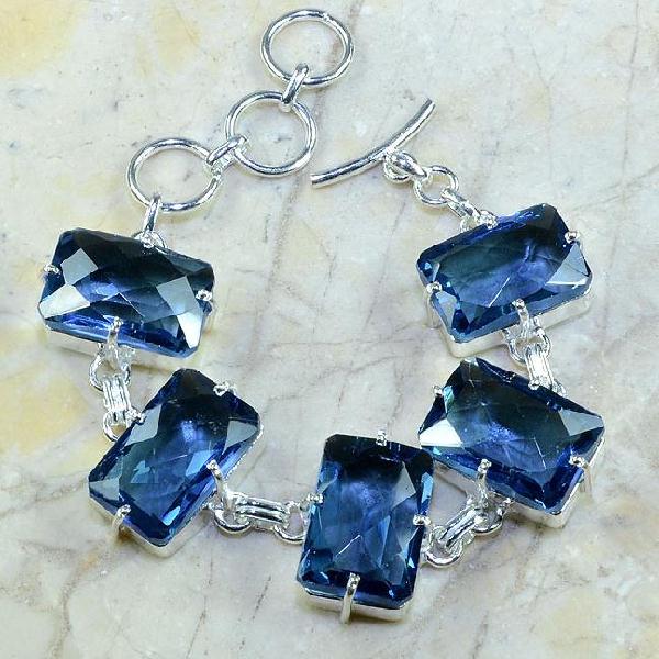 Tpz 079a bracelet topaze iolite bleue bijou argent 925 vente achat