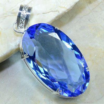 Tpz 082a pendentif pierre topaze bleue gemme taille bijou argent 925 vente achat
