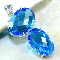 Tpz 087a pendentif pierre topaze bleue gemme taille bijou argent 925 vente achat