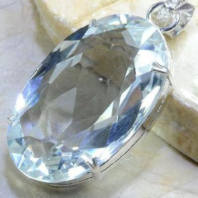 Tpz 091c pendentif pierre topaze blanche cristal gemme taille bijou argent 925 vente achat