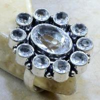 Tpz 093b bague t58 topaze blanche cristal roche bijoux argent 925 vente achat