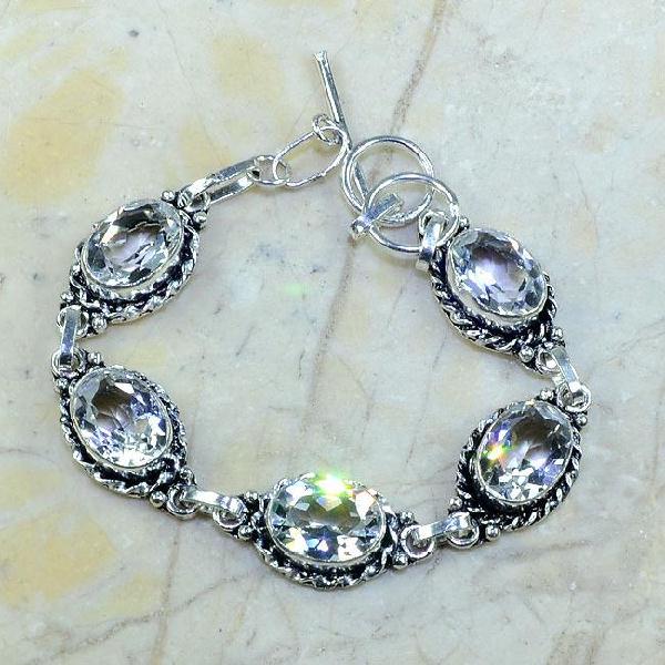 Tpz 097a bracelet topaze blanche cristal bijou argent 925 vente achat