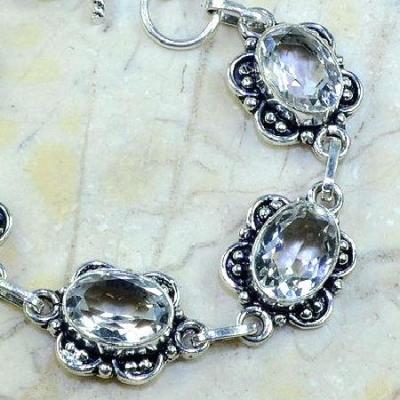 TPZ-098 - BRACELET avec TOPAZE Blanche cristal - monture en argent 925 - 20 cm - 109 carats 21,8 gr