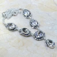 Tpz 099a collier sautoir parure topaze blanche cristal bijou argent 925 vente achat