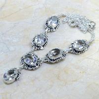 Tpz 099d collier sautoir parure topaze blanche cristal bijou argent 925 vente achat