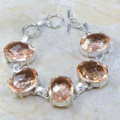 Tpz 106b bracelet topaze peche rose bijou argent 925 vente achat