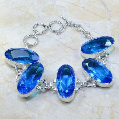 Tpz 108a bracelet topaze bleu iolite bijou argent 925 vente achat