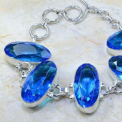Tpz 108a bracelet topaze bleu iolite bijou argent 925 vente achat