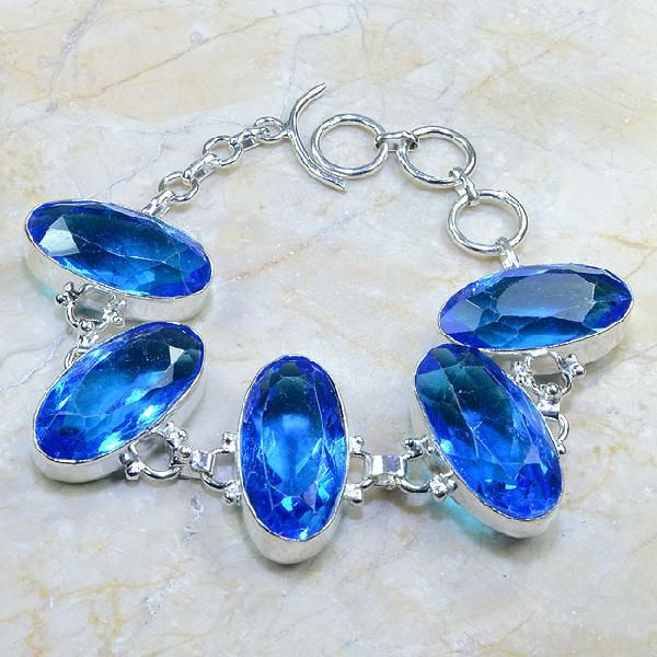 Tpz 108d bracelet topaze bleu iolite bijou argent 925 vente achat