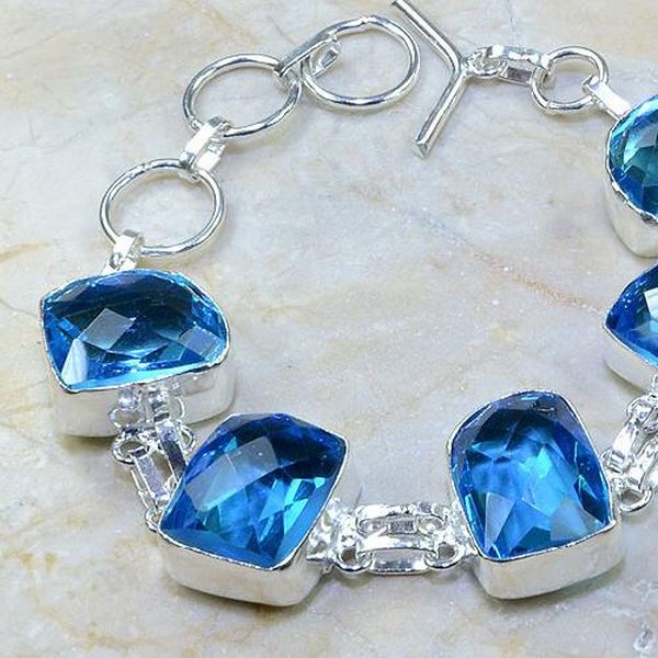 Tpz 109b bracelet topaze bleu iolite bijou argent 925 vente achat 1