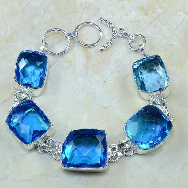 Tpz 110a bracelet topaze bleu iolite bijou argent 925 vente achat