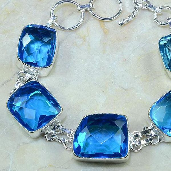 Tpz 110b bracelet topaze bleu iolite bijou argent 925 vente achat