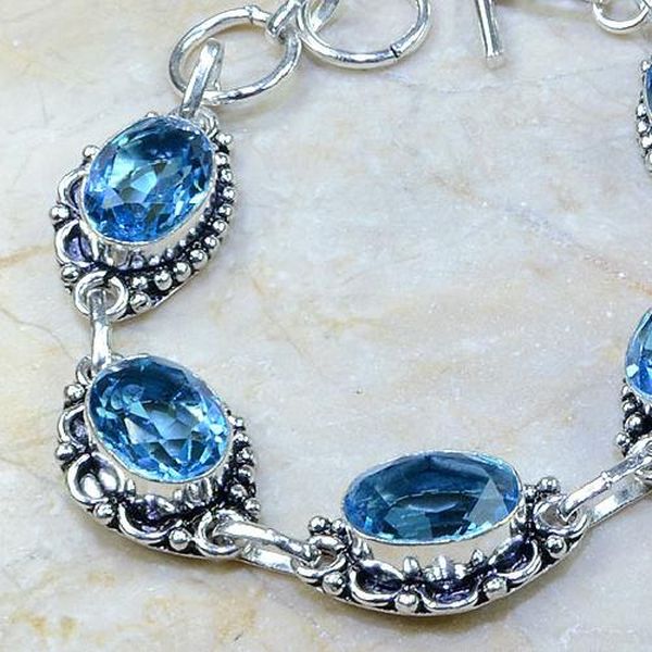 Tpz 111b bracelet topaze bleu iolite bijou argent 925 vente achat