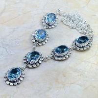 Tpz 119d collier parure sautoir topaze bleue suisse bijou argent 925 vente achat