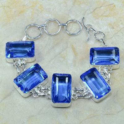 Tpz 120a bracelet topaze bleu iolite bijou argent 925 vente achat