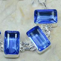 Tpz 120c bracelet topaze bleu iolite bijou argent 925 vente achat