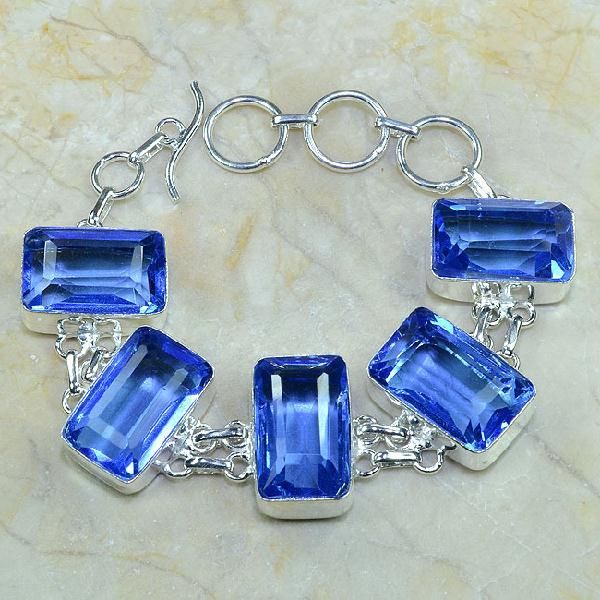 Tpz 120d bracelet topaze bleu iolite bijou argent 925 vente achat
