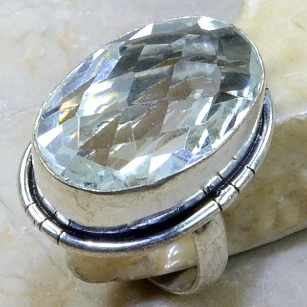 Tpz 122a bague t57 topaze blanche cristal bijoux argent 925 vente achat