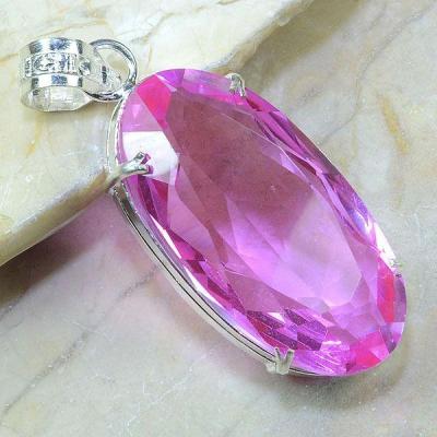 Tpz 125a pendentif pierre topaze rose pink gemme taille bijou argent 925 vente achat