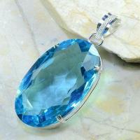Tpz 128b pendentif pierre topaze bleue gemme taille bijou argent 925 vente achat