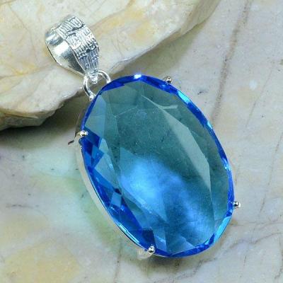 Tpz 136a pendentif pierre topaze bleue gemme taille bijou argent 925 vente achat