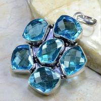Tpz 137c pendentif pierre topaze bleue gemme taille bijou argent 925 vente achat