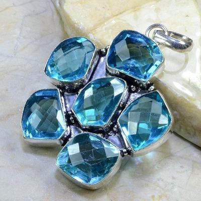 Tpz 137b pendentif pierre topaze bleue gemme taille bijou argent 925 vente achat