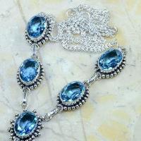 Tpz 141b collier parure sautoir topaze bleue suisse bijou argent 925 vente achat