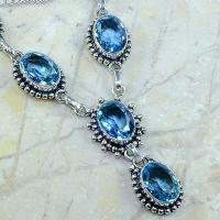 Tpz 141c collier parure sautoir topaze bleue suisse bijou argent 925 vente achat