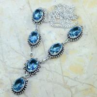 Tpz 141d collier parure sautoir topaze bleue suisse bijou argent 925 vente achat