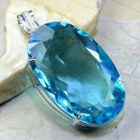 Tpz 166a pendentif pierre topaze bleu suisse gemme taille bijou argent 925 vente achat