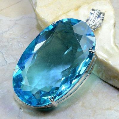 Tpz 166c pendentif pierre topaze bleu suisse gemme taille bijou argent 925 vente achat