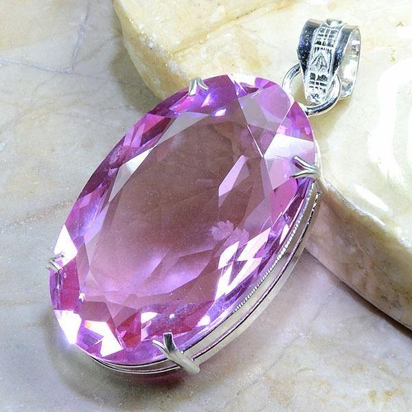 Tpz 167b pendentif pierre topaze rose gemme taille bijou argent 925 vente achat