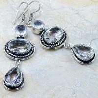 Tpz 175c boucles pendants oreilles topaze blanche cristal argent 925 vente achat