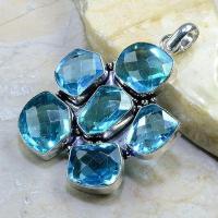 Tpz 184b pendentif pierre topaze bleue gemme taille bijou argent 925 vente achat