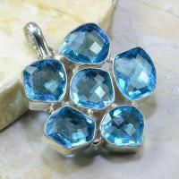 Tpz 186a pendentif pierre topaze bleue gemme taille bijou argent 925 vente achat