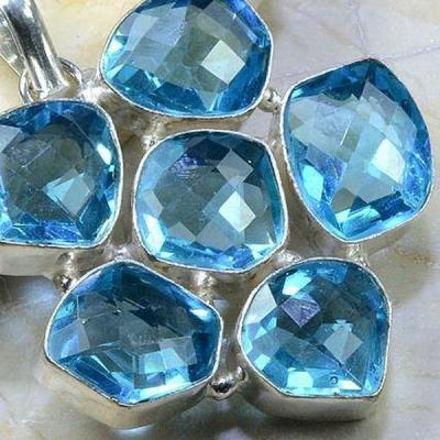Tpz 186c pendentif pierre topaze bleue gemme taille bijou argent 925 vente achat