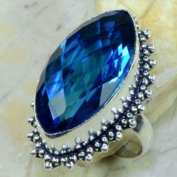 Tpz 195a bague t61 topaze bleue iolite bijoux argent 925 vente achat 1