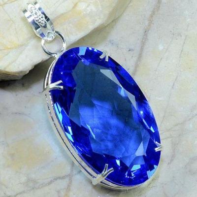 Tpz 199a pendentif pierre topaze bleu suisse gemme taille bijou argent 925 vente achat
