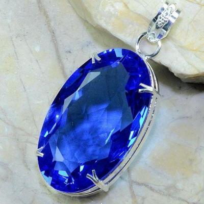 Tpz 201b pendentif pierre topaze bleu suisse gemme taille bijou argent 925 vente achat