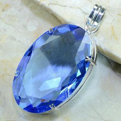 Tpz 201b pendentif pierre topaze bleu suisse gemme taille bijou argent 925 vente achat