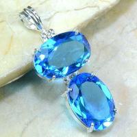 Tpz 216a pendentif pierre topaze bleue gemme taille bijou argent 925 vente achat 1