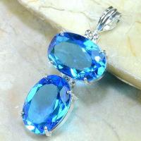 Tpz 216b pendentif pierre topaze bleue gemme taille bijou argent 925 vente achat 1