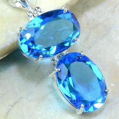 Tpz 216c pendentif pierre topaze bleue gemme taille bijou argent 925 vente achat